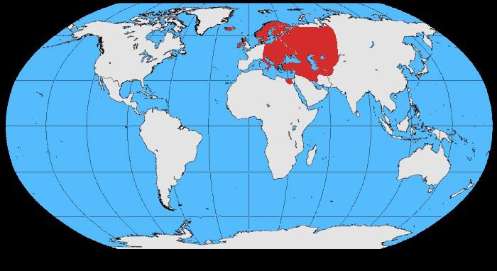 Foto: Cioara grivă - răspândire